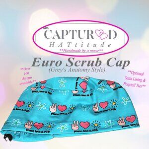 New Euro Scrub Cap Peace Love PTO